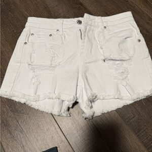 Almost Famous White Distressed Jean Shorts